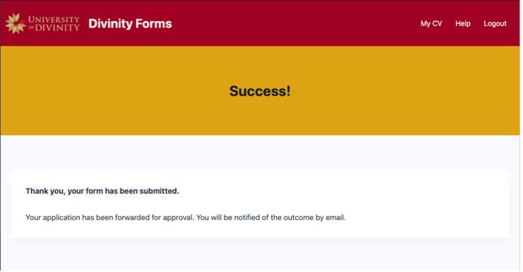 Forms submission success